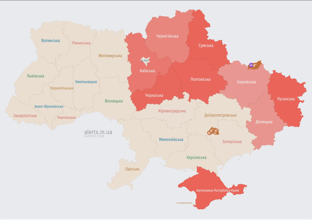 Повітряна тривога вранці 24 вересня
