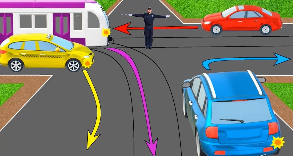 Тест з ПДР: хто має право проїхати перехрестя за сигналом регулювальника?