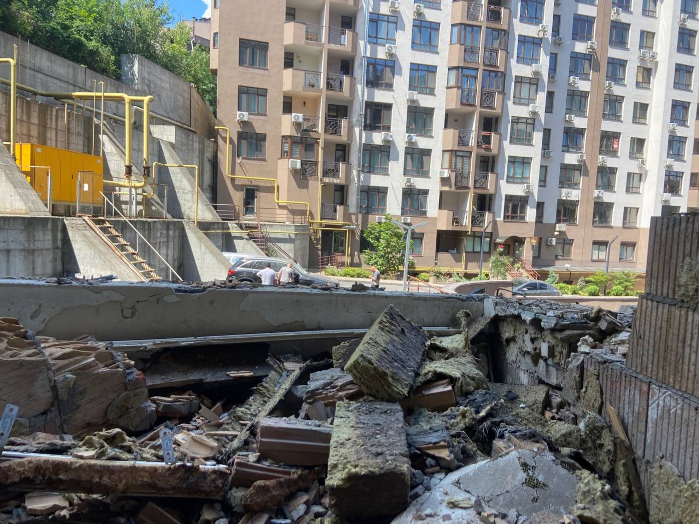 Strike on the high-rise building in Kyiv — photo