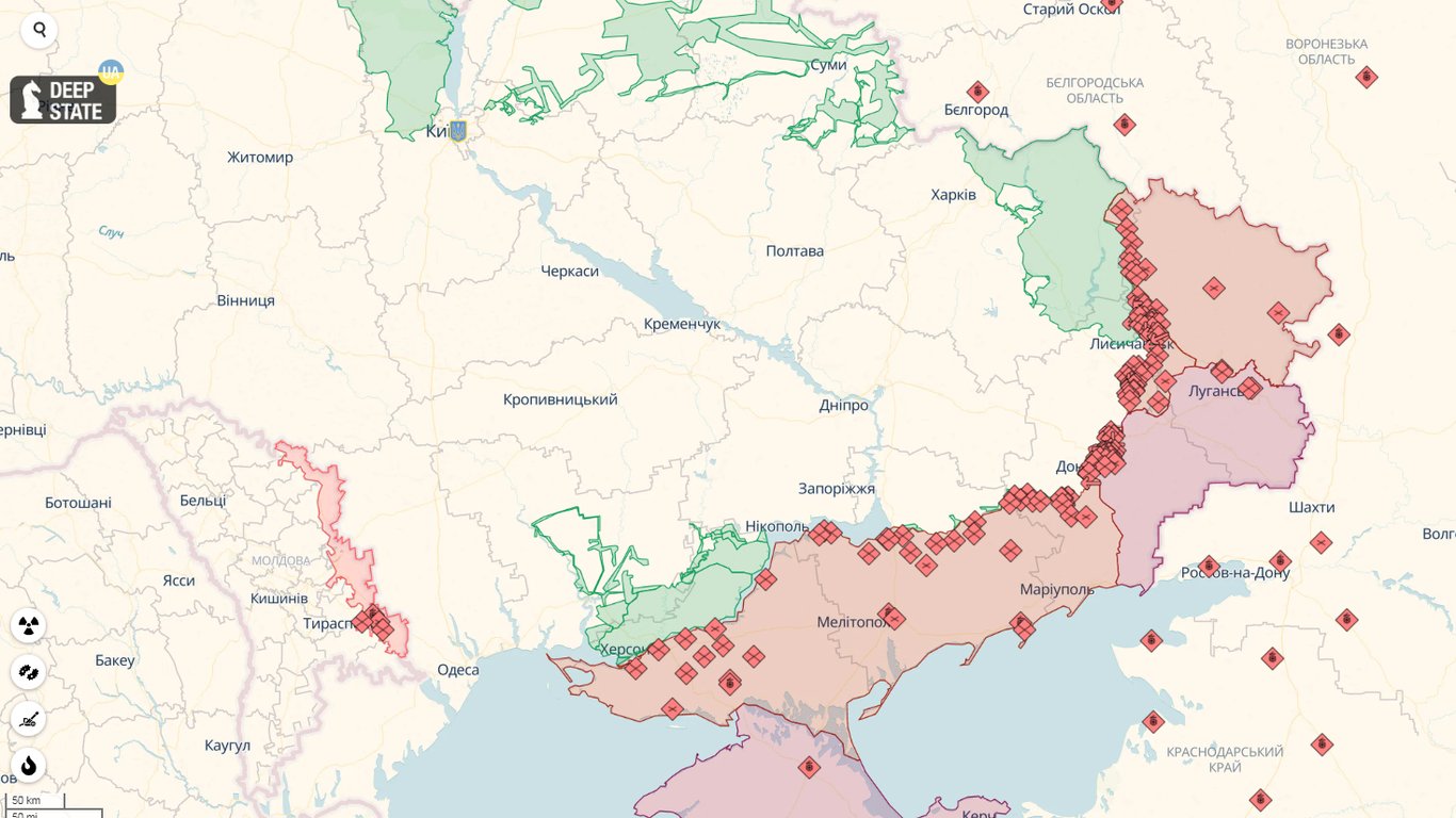 Онлайн-карта бойових дій станом на 17 травня 2023 року