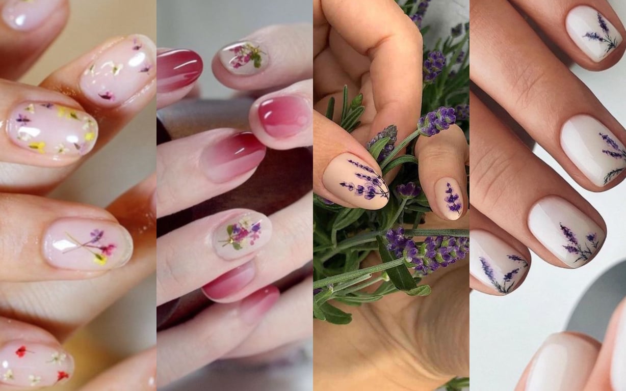 Мінімалістичні малюнки та квіткові композиції на нігтях