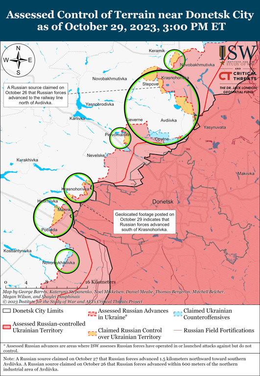 Карта боевых действий в Донецкой области от ISW