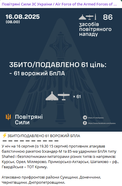 Нічна атака РФ — скільки дронів знищила українська ППО - фото 1