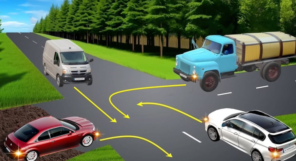 Тест з ПДР: хто проїде перехрестя третім?