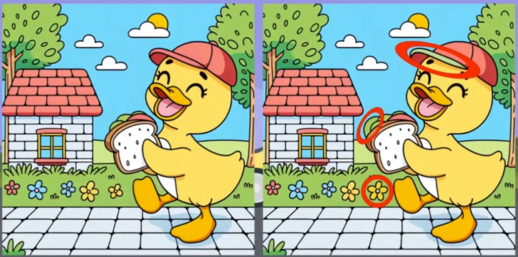 Тест на уважність — знайдіть три відмінності на малюнку з веселою качкою - фото 2
