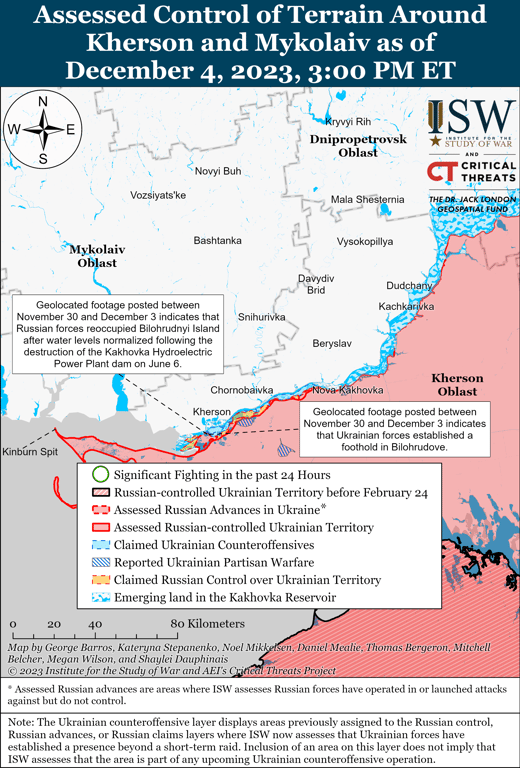 Карта бойових дій на Таврійському напрямку від ISW
