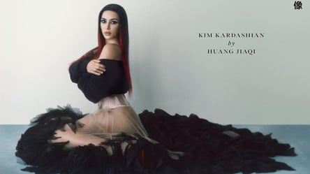 Ким Кардашьян в прозрачной юбке не узнать на страницах китайского Vogue - 285x160