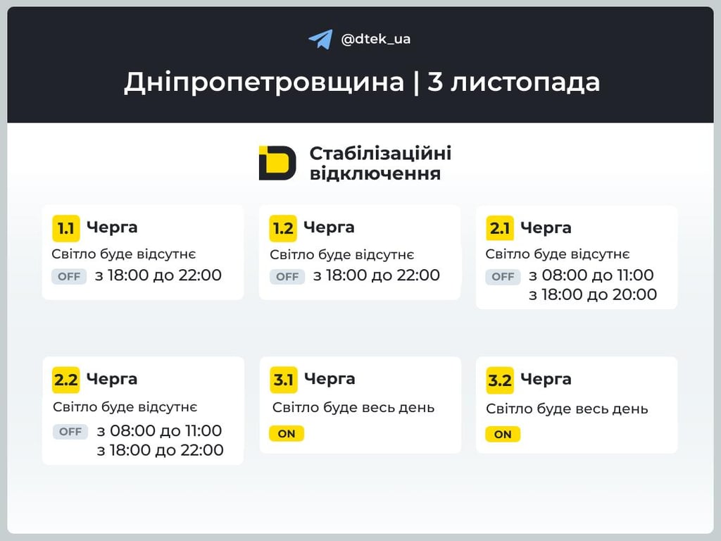 Де подивитись графіки відключень на завтра/сьогодні