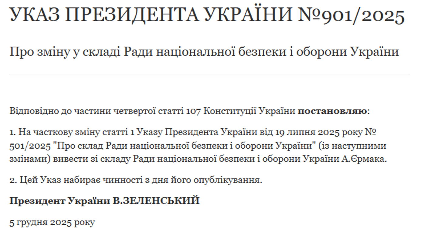 Зеленський вивів Єрмака зі складу РНБО