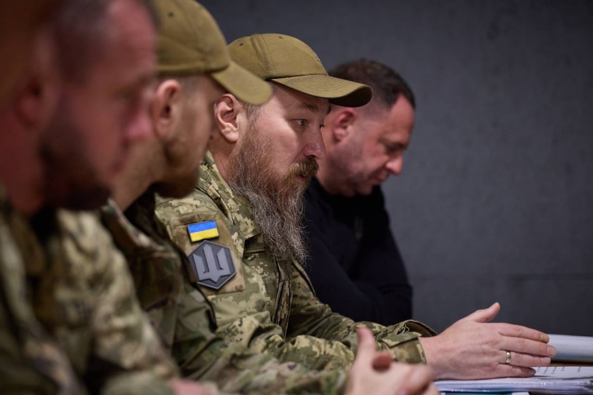 President Zelensky with soldiers of the 414th “Birds of Madyar” Brigade