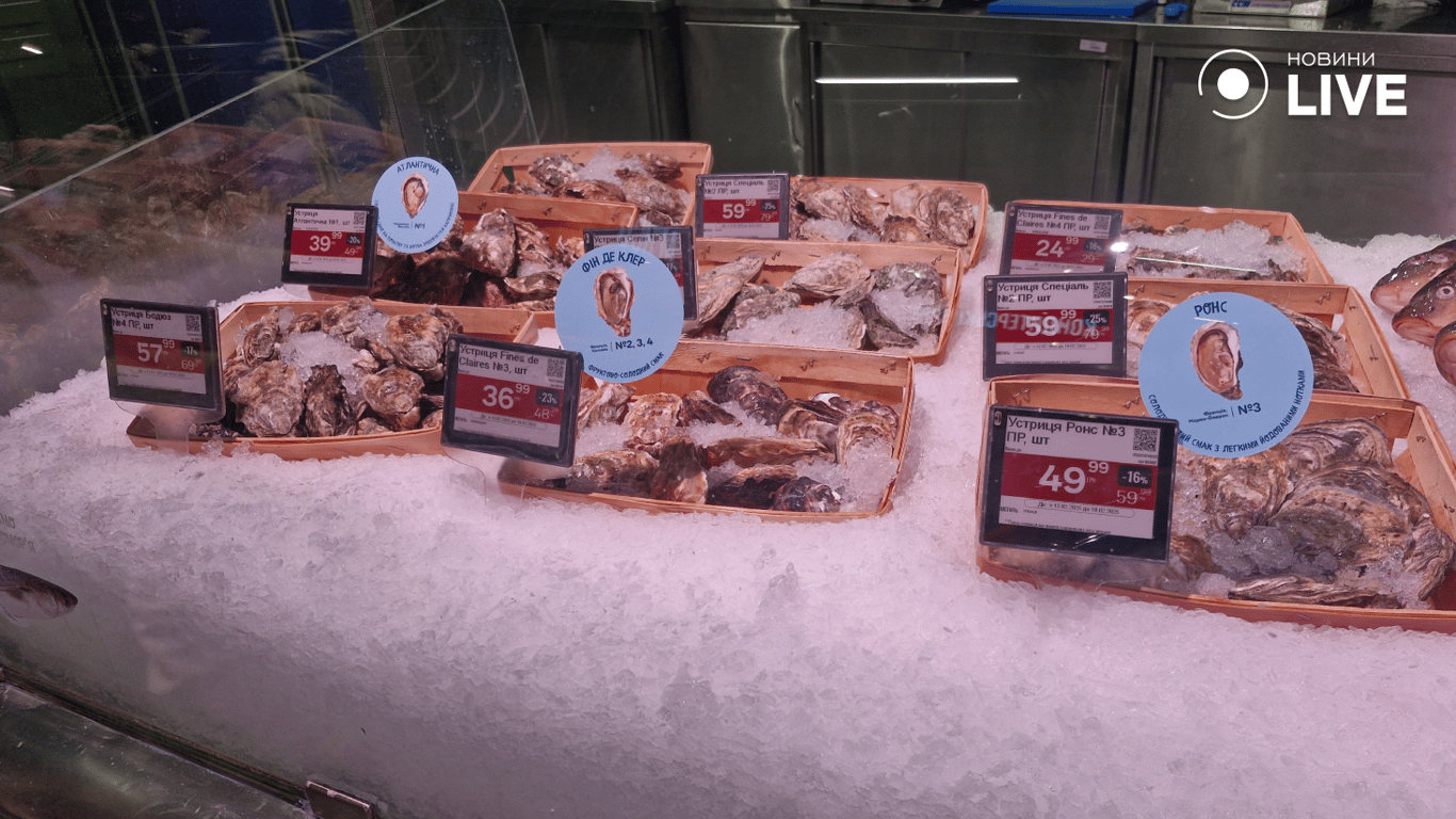 Ціни в одеських магазинах на устриці