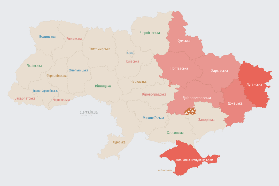 Мапа повітряної тривоги в Україні