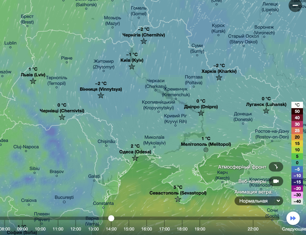 Карта температур