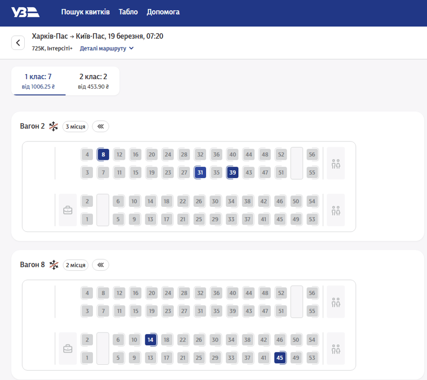 Придбання квитків на потяг "Інтерсіті"