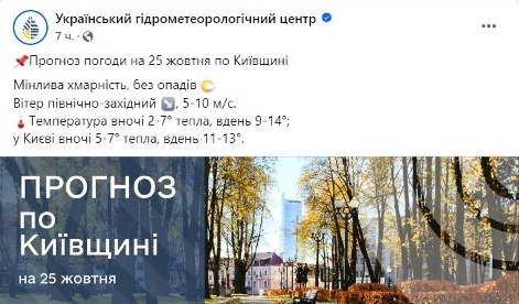 погода в Києві 25 жовтня