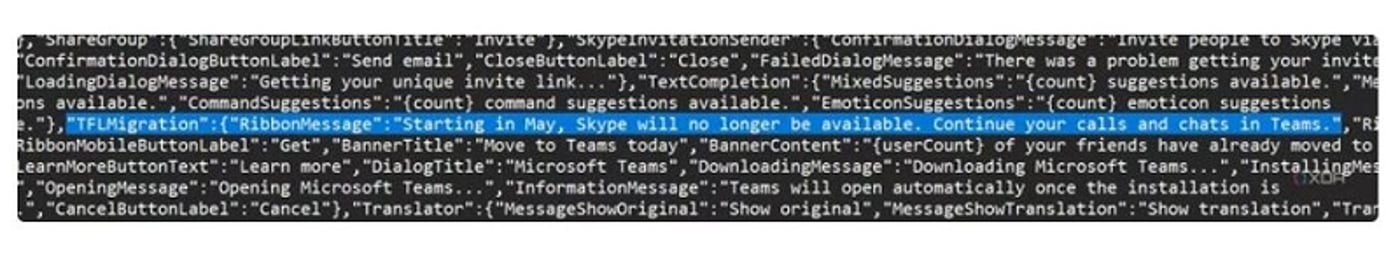 Скрытое сообщение о закрытии Skype в коде приложения