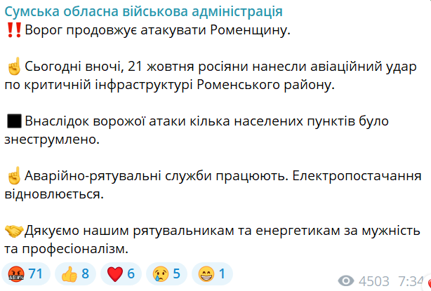 обстріл Сумщини