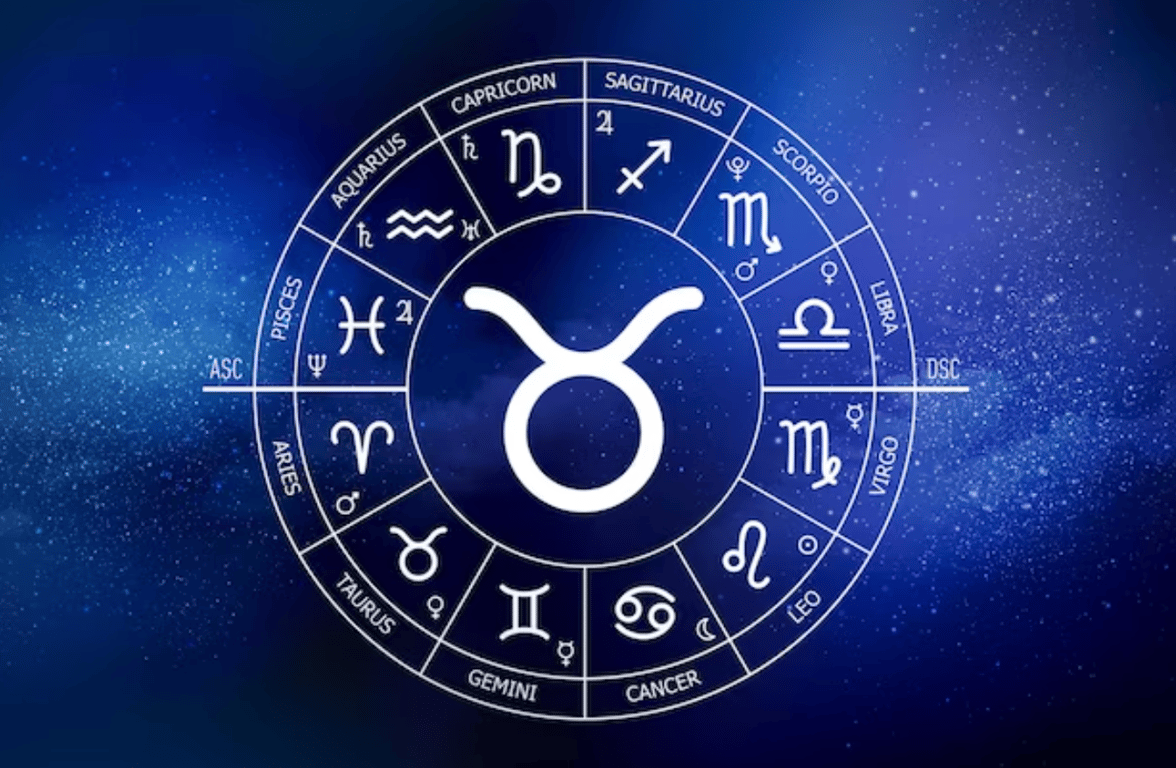 Символ знака Зодиака Телец в астрологическом круге