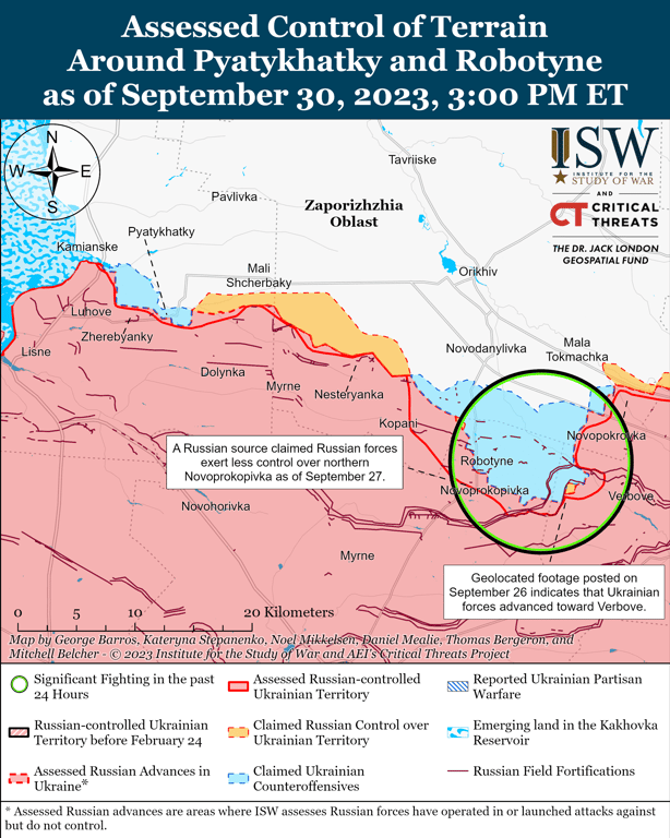 Карта бойових дій на Запорізькому напрямку від ISW