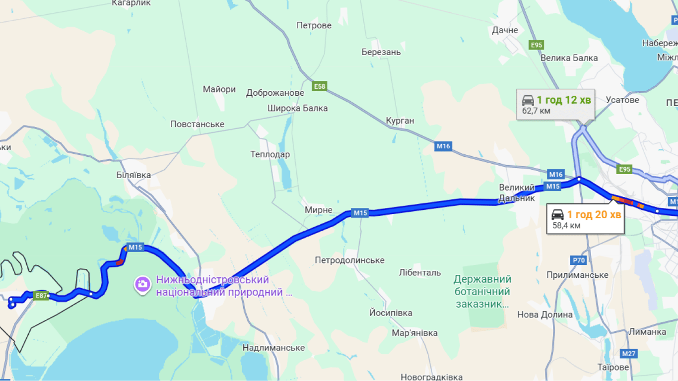 Затори на трасі Одеса-Рені