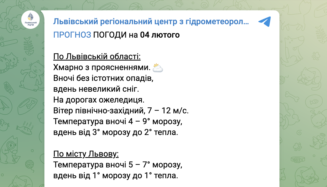 Прогноз погоди у Львові
