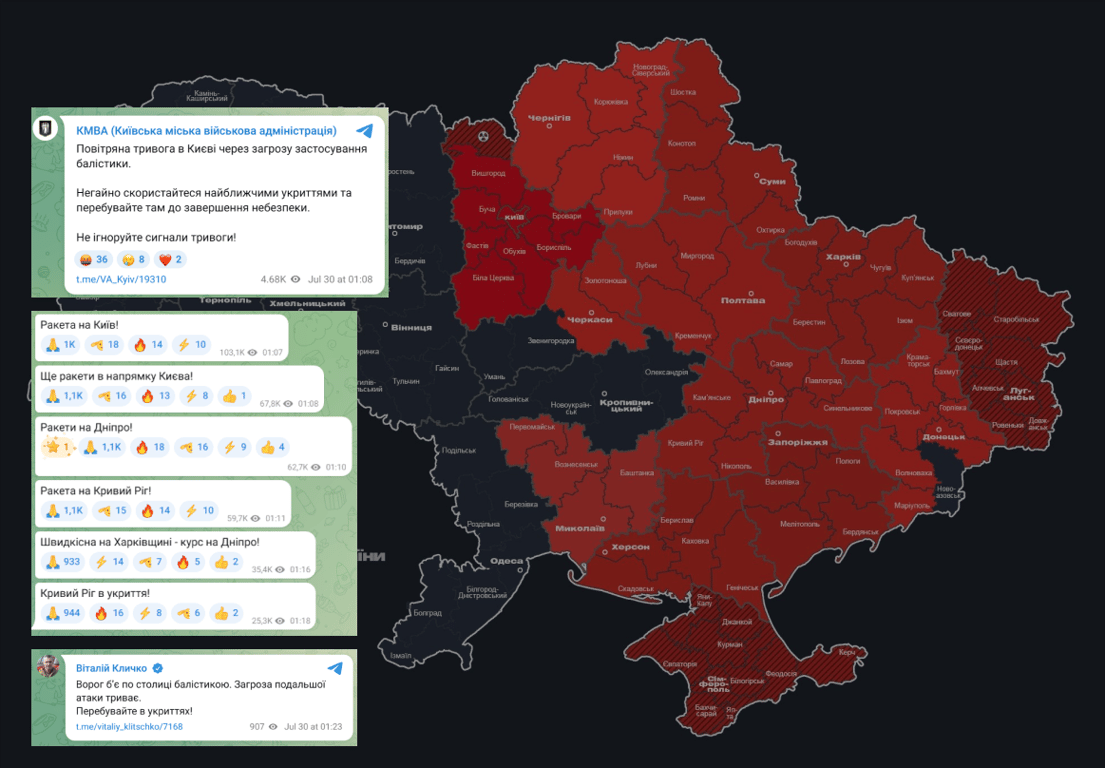Київ під ударом балістики 30 липня