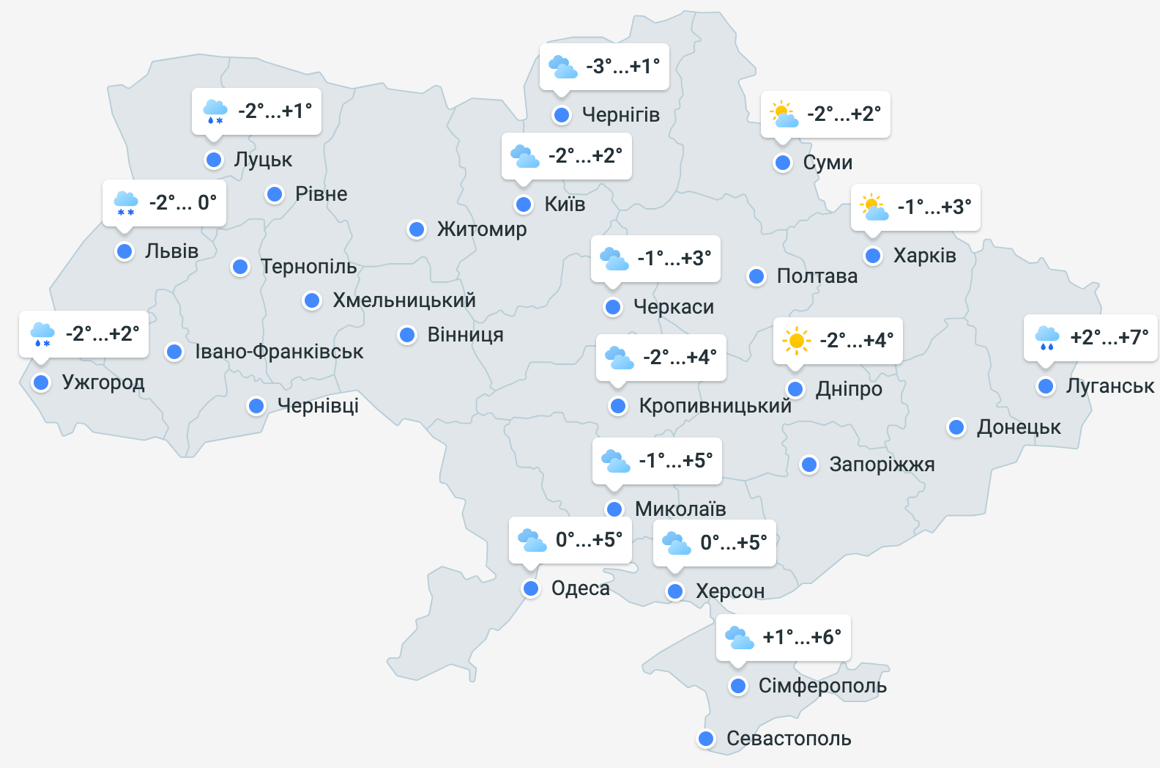 Погода в Украине 12 января