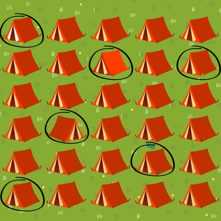 Тест на внимательность — найдите шесть палаток, отличающихся от других - фото 2