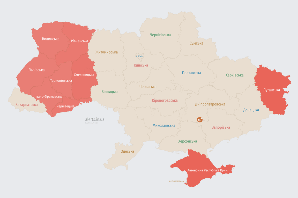 Повітряна тривога в Україні сьогодні, 3 листопада