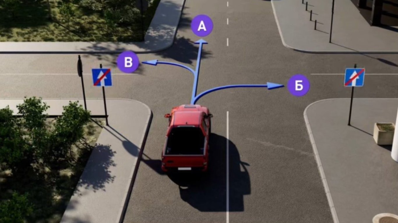 Тест по ПДД: какая из траекторий движения разрешена правилами