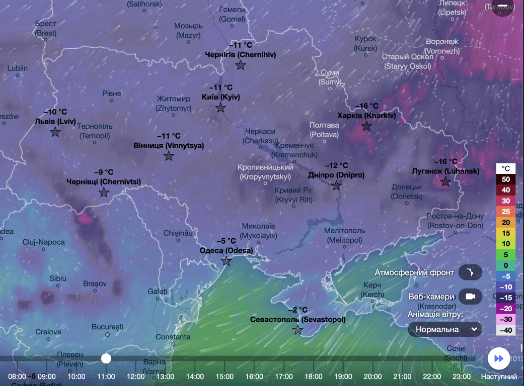 Карта температур