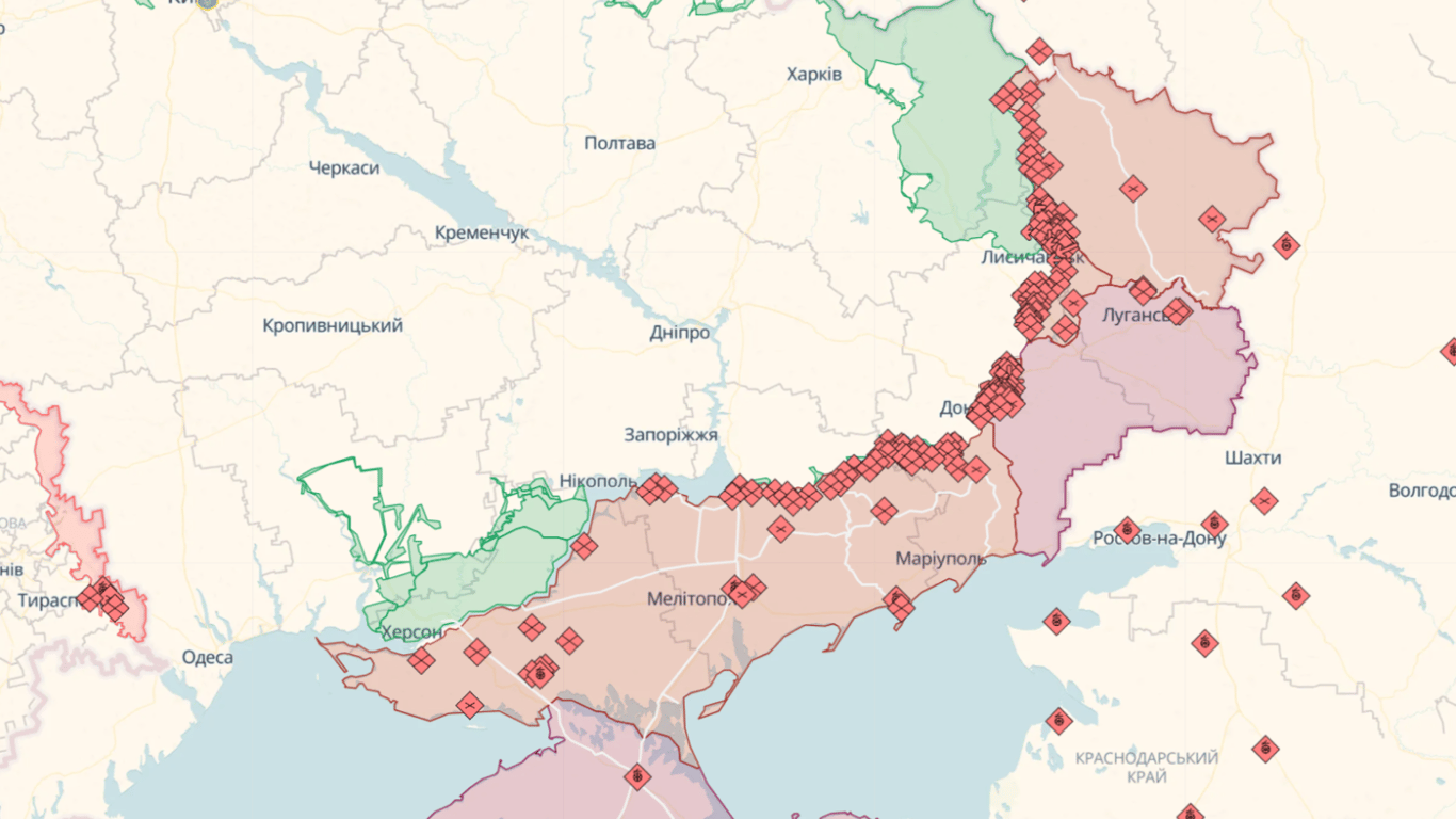 Онлайн карти бойових дій на 15 червня