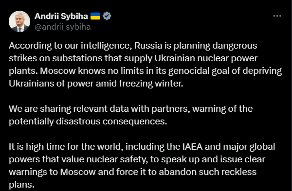 Сибіга закликав МАГАТЕ зупинити плани РФ атакувати підстанції АЕС - фото 1
