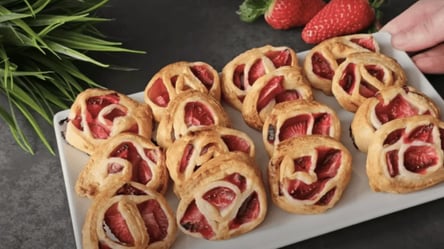 Слоеное тесто + клубника: вкусная выпечка за 5 минут - 285x160