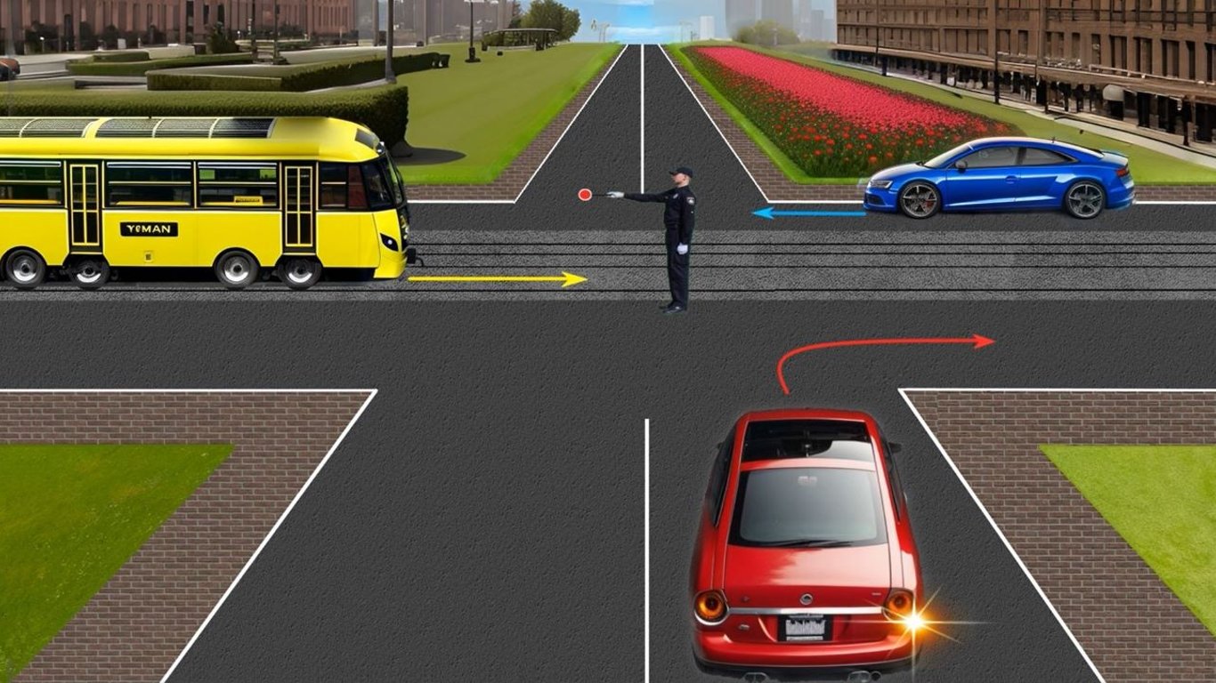 Тест з ПДР: водій не має розгубитися при зустрічі з регулювальником на дорозі