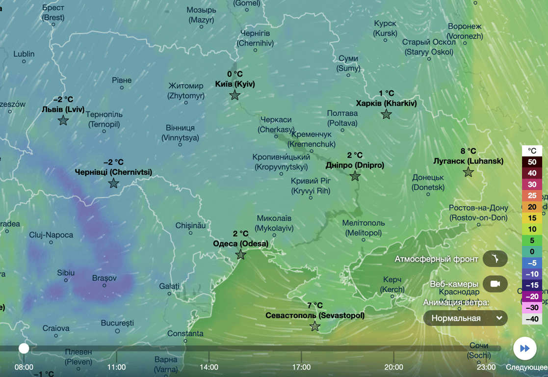 Карта температур