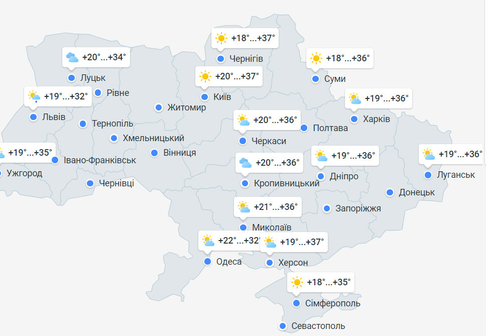 погода в україні 19 серпня