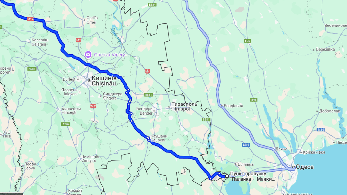 Затори на трасі Одеса-Рені. Фото: скриншот