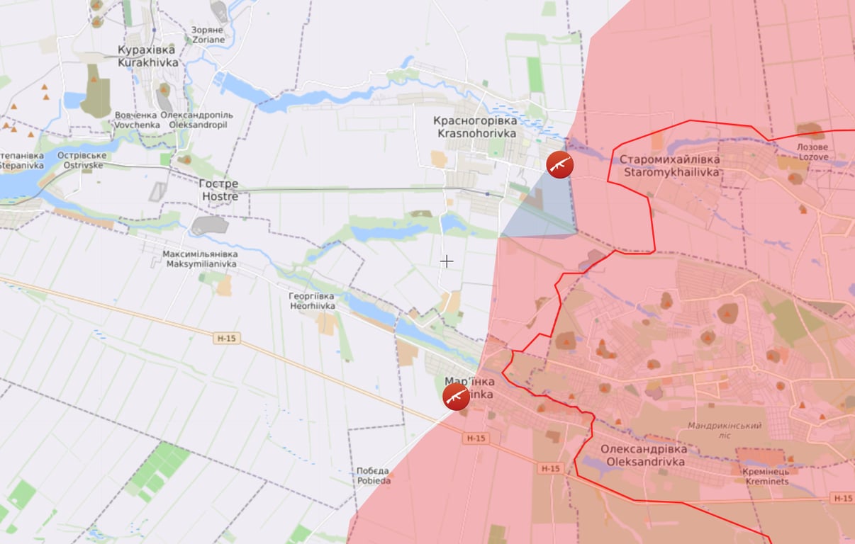 Карта боевых действий от Liveuamap