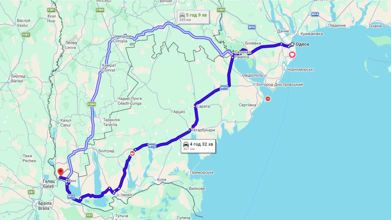 Затори на трасі Одеса-Рені