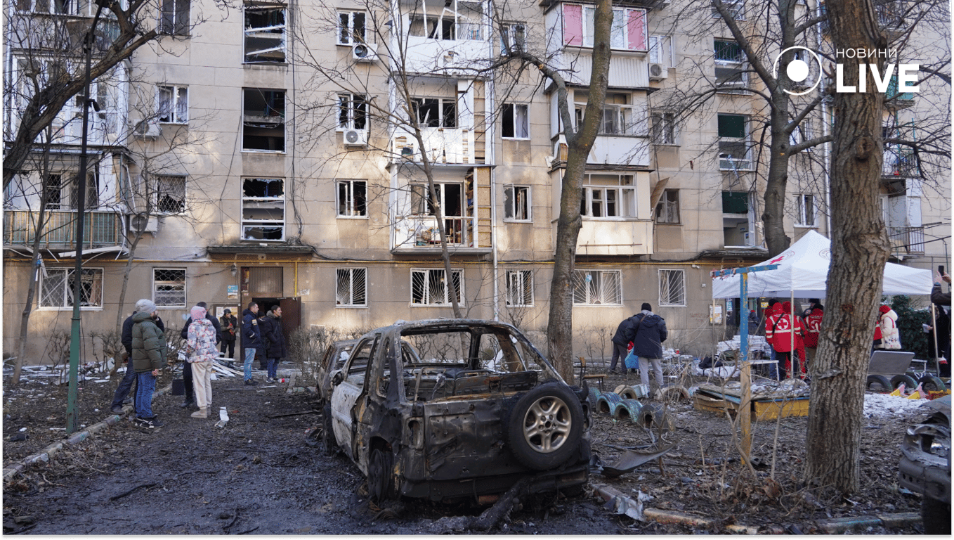 Наслідки дронової атаки на Одесу 17 січня. Фото: Новини.LIVE/ Юлія Браславська 