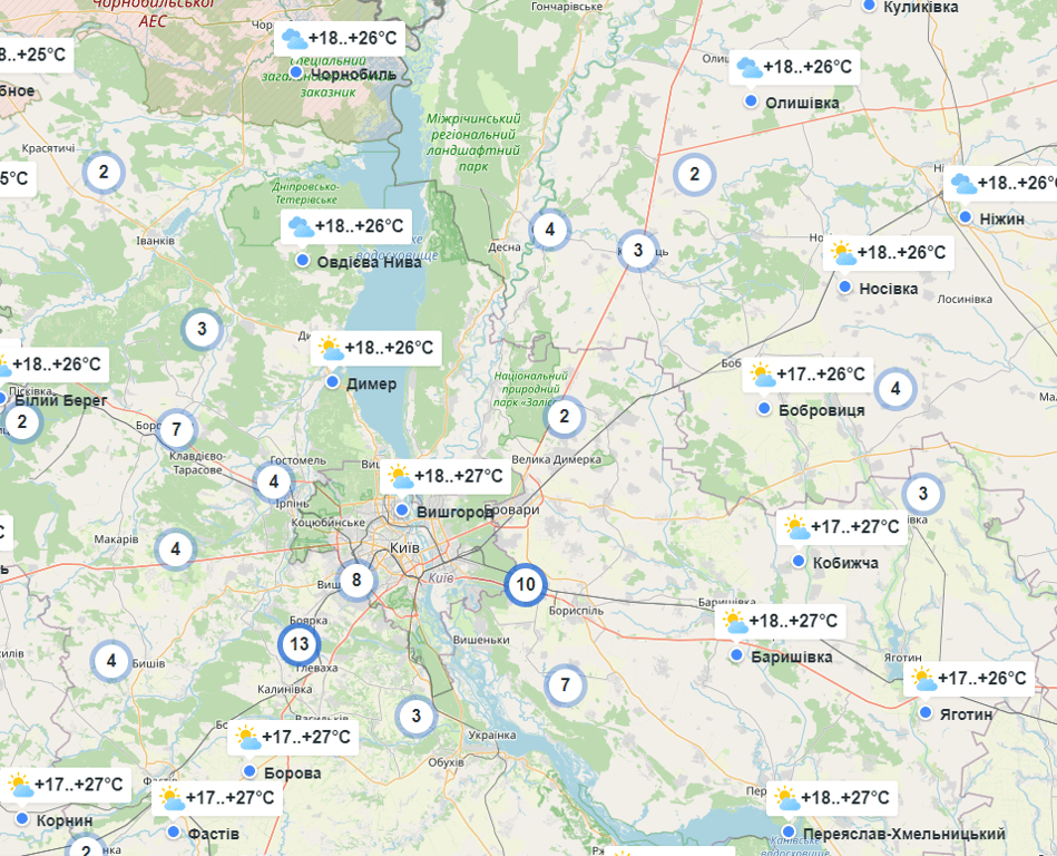 Погода Київська область