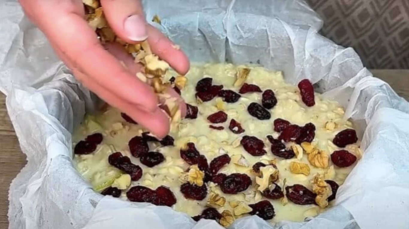 пиріг з вівсянки, яблуків та бананів, десерт