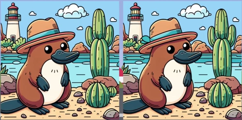 Весела головоломка — знайдіть три відмінності на малюнку з качкодзьобом - фото 1