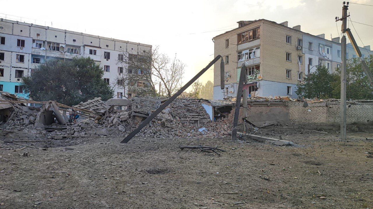 Наслідки обстрілу Берислава 1 жовтня