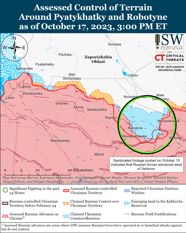 Карта бойових дій на Запорізькому напрямку від ISW