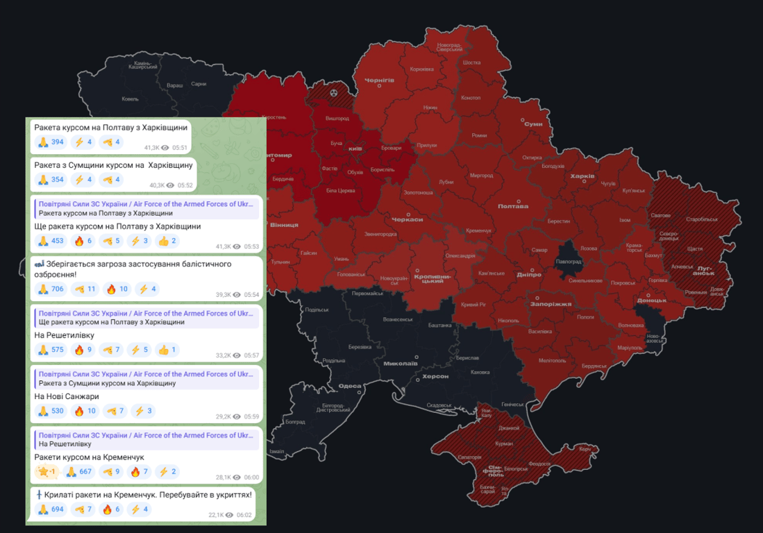 Кременчук під ударом крилатих ракет 30 жовтня