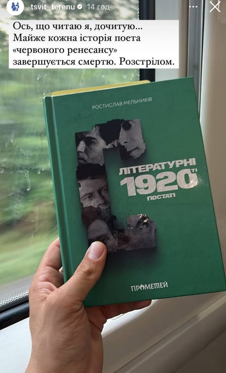 Книга "Литературные фигуры 1920-е", которую читает Александр Терен. Фото: instagram.com/tsvit_terenu/
