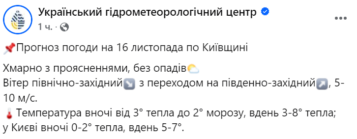 Допис Укргідрометцентру