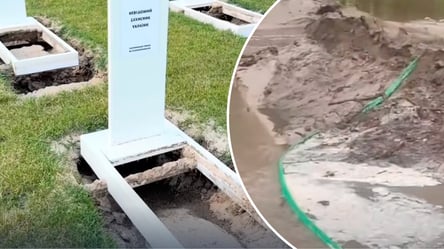 В Киевской области дожди размыли Национальное военное кладбище: видео - 285x160